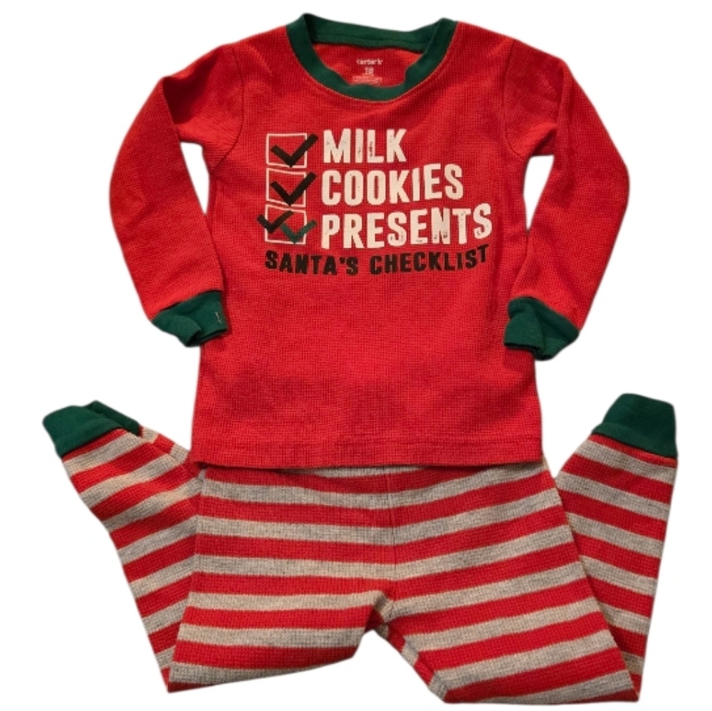 Carter's Festive Red and Green Pajama Set Sz 18M